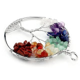 Collier Arbre de Vie Chakras composé de pierres semi précieuses colorées - Livraison offerte