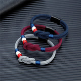 Bracelet tissé double corde avec drapeau français - Livraison offerte
