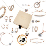Coffret cadeaux Mystère 3 bijoux ornés de cristaux Swarosvki - 1 paire de boucle d’oreille + 1 bracelet + 1 collier - Livraison offerte