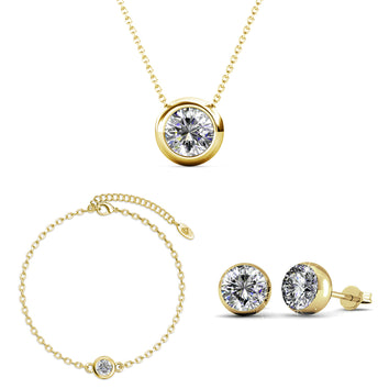 Parure Moon & Birth Stone ornée de 4 cristaux Swarovski  - 1 bracelet + 1 chaîne + 1 paire de boucles d’oreilles - Livraison offerte