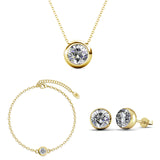 Parure Moon & Birth Stone ornée de 4 cristaux Swarovski  - 1 bracelet + 1 chaîne + 1 paire de boucles d’oreilles - Livraison offerte