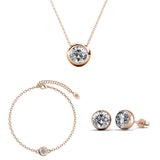 Parure Moon & Birth Stone ornée de 4 cristaux Swarovski  - 1 bracelet + 1 chaîne + 1 paire de boucles d’oreilles - Livraison offerte