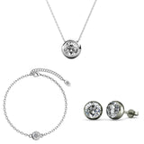 Parure Moon & Birth Stone ornée de 4 cristaux Swarovski  - 1 bracelet + 1 chaîne + 1 paire de boucles d’oreilles - Livraison offerte