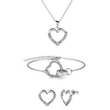 Parure et Coffret Locked Heart orné de 59 cristaux Swarovski - 1 collier + 1 pendentif + 1 bracelet + 1 paire de boucles d’oreilles - Livraison offerte