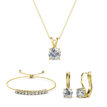 Parure Mia round vernice ornée de 13 cristaux Swarovski - 1 collier + 1 pendentif + 1 paire de boucles d’oreilles + 1 bracelet - Livraison offerte