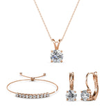 Parure Mia round vernice ornée de 13 cristaux Swarovski - 1 collier + 1 pendentif + 1 paire de boucles d’oreilles + 1 bracelet - Livraison offerte