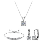 Parure Mia round vernice ornée de 13 cristaux Swarovski - 1 collier + 1 pendentif + 1 paire de boucles d’oreilles + 1 bracelet - Livraison offerte