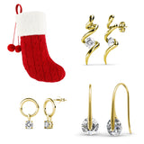 Chaussette secrète de Noël garnie de 3 paires de boucles d'oreilles en cristaux Swarovski - Livraison offerte