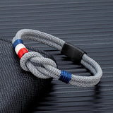 Bracelet tissé double corde avec drapeau français - Livraison offerte
