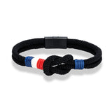 Bracelet tissé double corde avec drapeau français - Livraison offerte