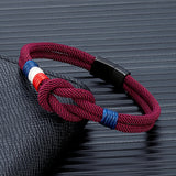 Bracelet tissé double corde avec drapeau français - Livraison offerte