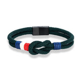 Bracelet tissé double corde avec drapeau français - Livraison offerte
