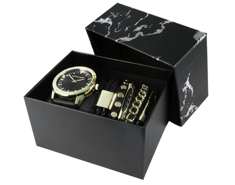 Coffret cadeau Excellanc pour homme avec 1 montre + 5 bracelets - Livraison offerte