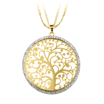 Collier Sautoir arbre de vie en acier inoxydable doré à l’or fin - Livraison offerte