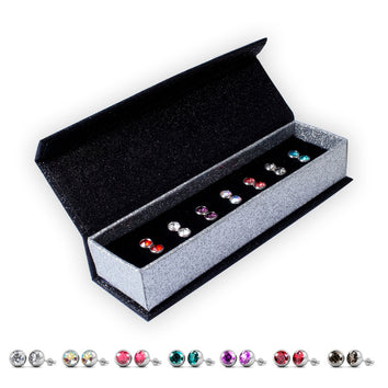 Coffret 7 boucles d'oreilles plaqué or 18 carats en cristaux Swarovski® - Livraison offerte