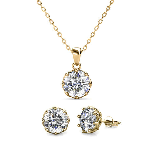 Parure Lily (collier + pendentif + 2 boucles d'oreilles) ornée de 3 cristaux Swarovski - Livraison - Offerte