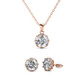 Parure Lily (collier + pendentif + 2 boucles d'oreilles) ornée de 3 cristaux Swarovski - Livraison - Offerte