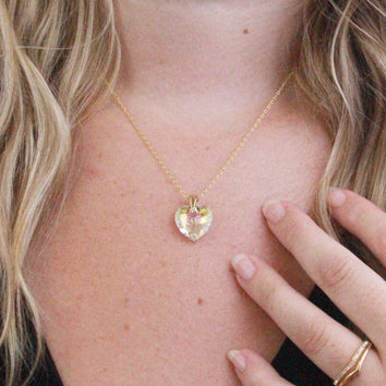 Pendentif Crystaline Heart ornées d'une pierre Swarovski - Livraison Offerte
