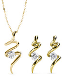 Coffret parure Spirale (1 collier + 1 paire de boucles d'oreilles) ornée de 3 cristaux Swarovski - Livraison Offerte