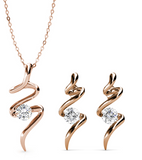 Coffret parure Spirale (1 collier + 1 paire de boucles d'oreilles) ornée de 3 cristaux Swarovski - Livraison Offerte