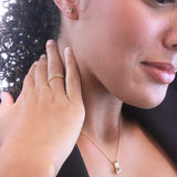 Parure et Coffret Birth Stone plaqué Or (1 collier + 2 boucles d'oreilles) ornés de 3 cristaux Swarovski - Livraison Offerte