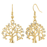 Boucles d'oreilles dorées Arbre de Vie ornées de Cristaux Swarovski - Livraison Offerte