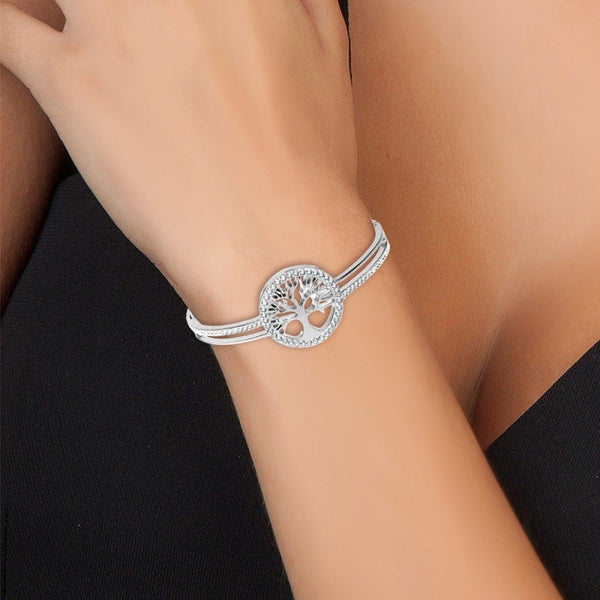 Bracelet arbre de vie en acier inoxydable Orné de Cristaux Swarovski® - Livraison Offerte