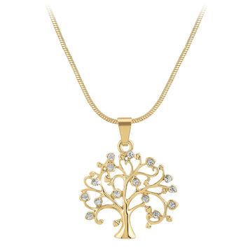 Collier Arbre de Vie doré orné de Cristaux Swarovski - Livraison Offerte