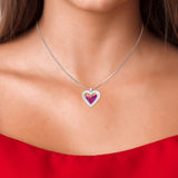 Collier coeur en acier inoxydable orné de Cristaux Scintillants Swarovski - Livraison Offerte