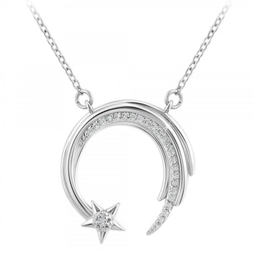 Collier Etoile Filante orné d'un véritable diamant et de cristaux Swarovski - Livraison Offerte