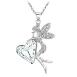 Collier fée avec coeur orné de cristaux Swarovski - Livraison Offerte