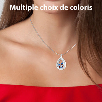 Collier goutte d'eau en acier inoxydable orné de Cristaux Scintillants Swarovski - Livraison Offerte