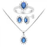 Parure (1 bague + 1 collier + 2 boucles d'oreilles) ornée de Zirconium - Livraison Offerte