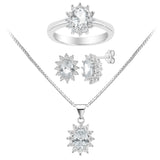 Parure (1 bague + 1 collier + 2 boucles d'oreilles) ornée de Zirconium - Livraison Offerte