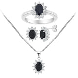 Parure (1 bague + 1 collier + 2 boucles d'oreilles) ornée de Zirconium - Livraison Offerte