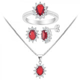 Parure (1 bague + 1 collier + 2 boucles d'oreilles) ornée de Zirconium - Livraison Offerte